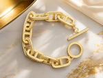Load image into Gallery viewer, Matte Gold Textured Chain Link Bracelet
