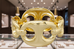 Load image into Gallery viewer, Gold puffy mariner link statement bracelet
