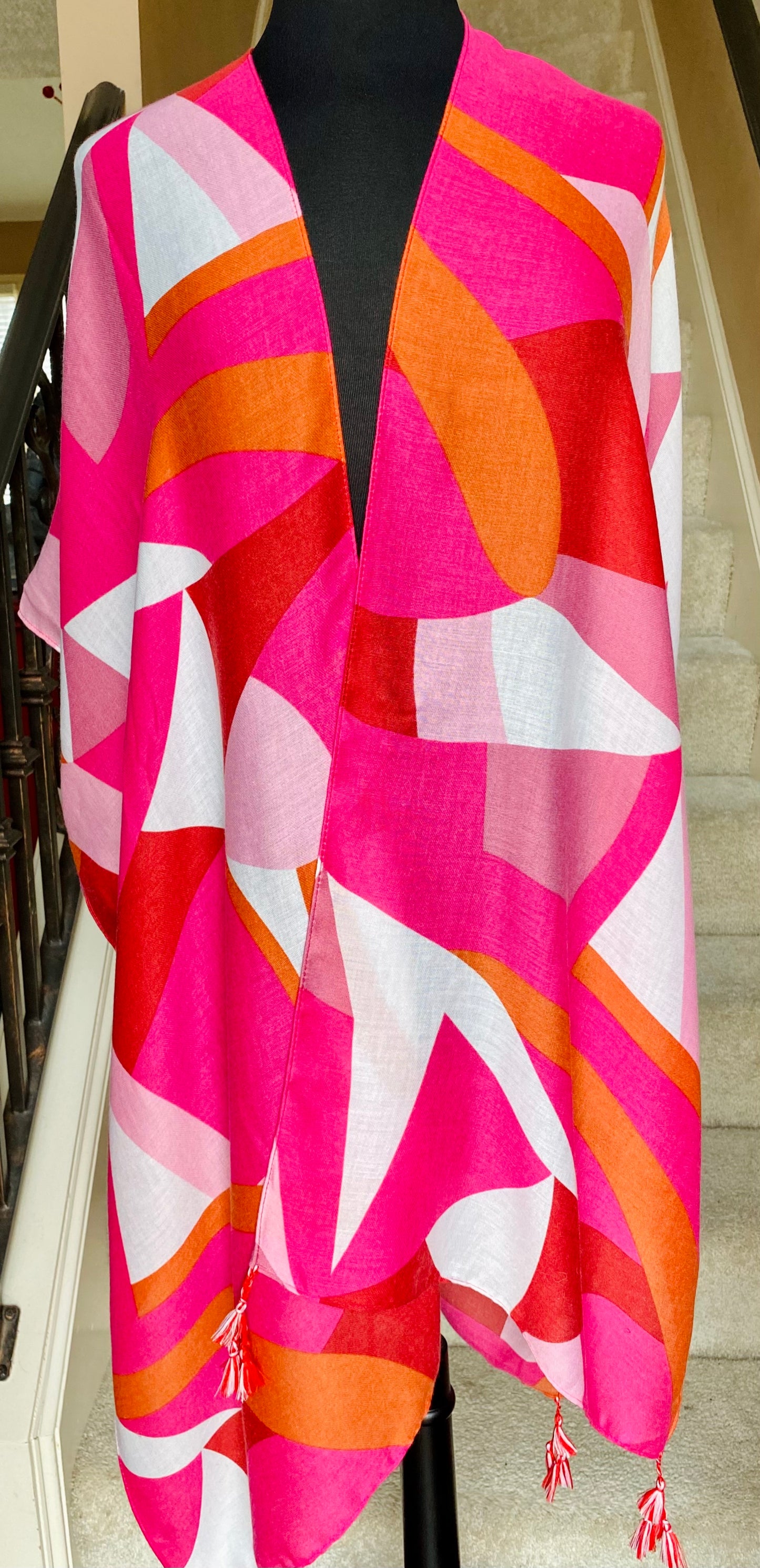 Fuschia Abstract Pattern Kimono/Cover-up/Poncho