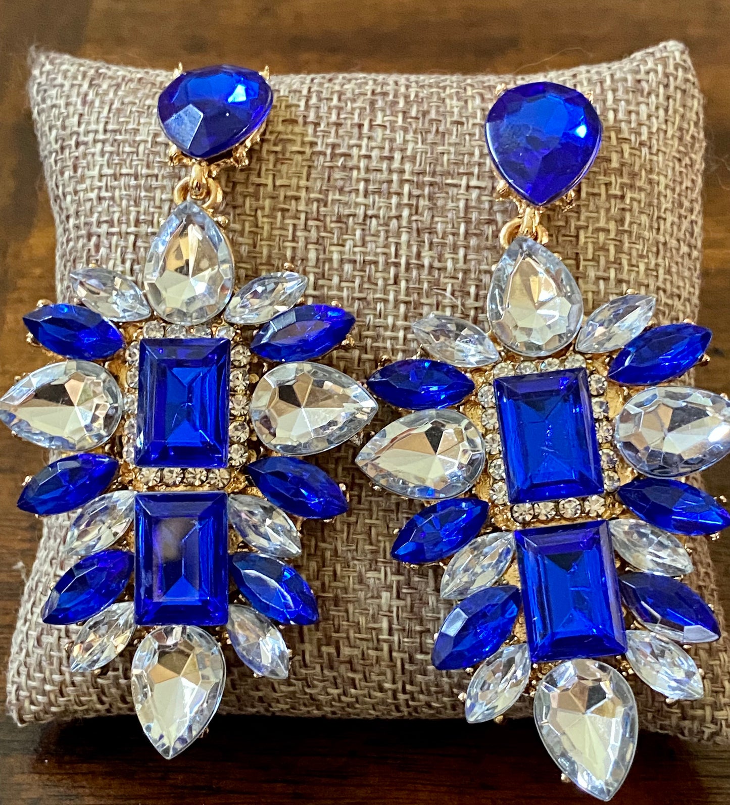Blue/Clear Crystal Dangle Earrings