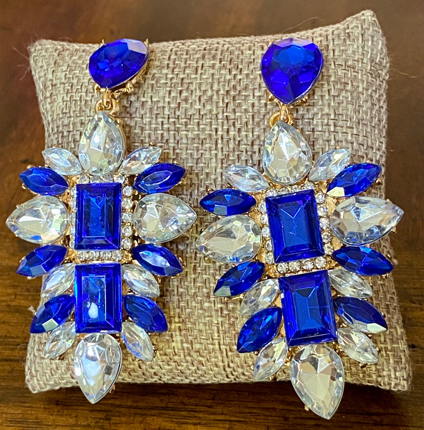 Blue/Clear Crystal Dangle Earrings