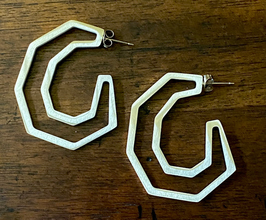 Brushed Gold Geometric Hoop Earrings