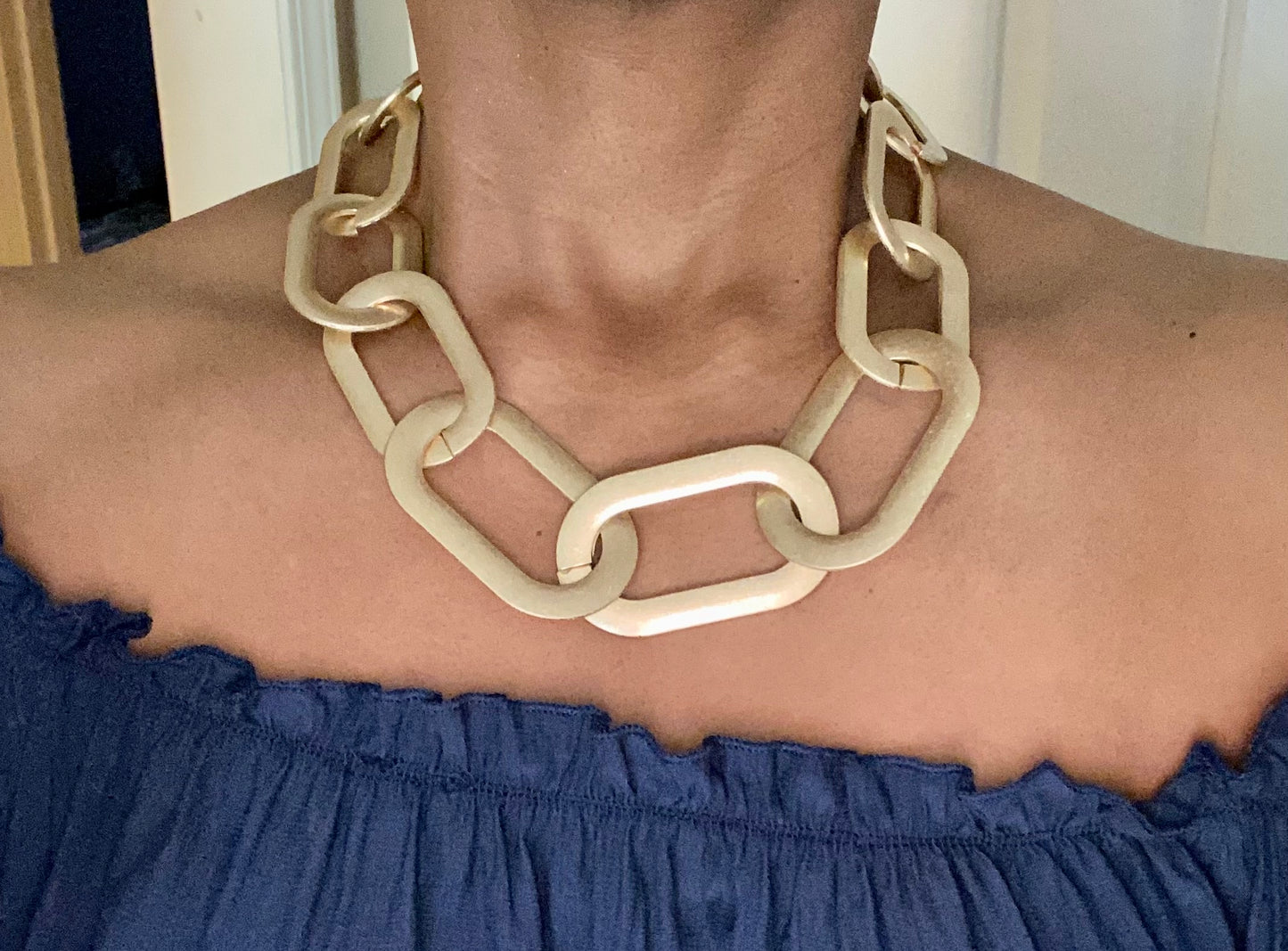 Ladies' Brushed Gold Geometric Necklace