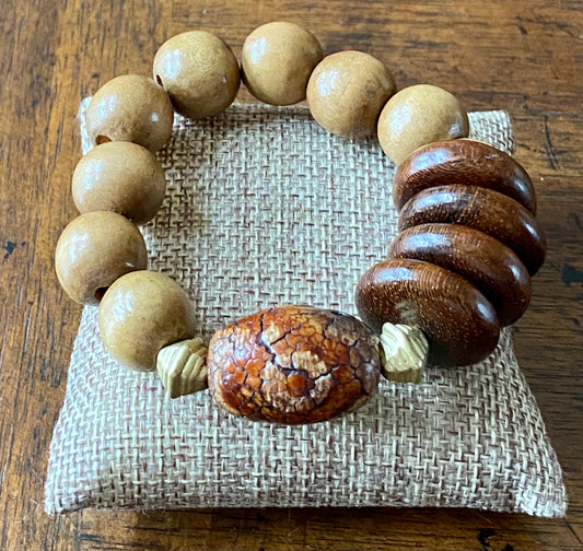 Ladies Chunky Tibetan Wood Bracelet