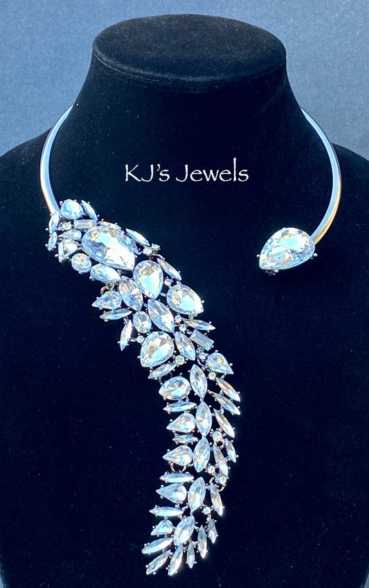Ladies' Asymmetrical Crystal Collar Necklace