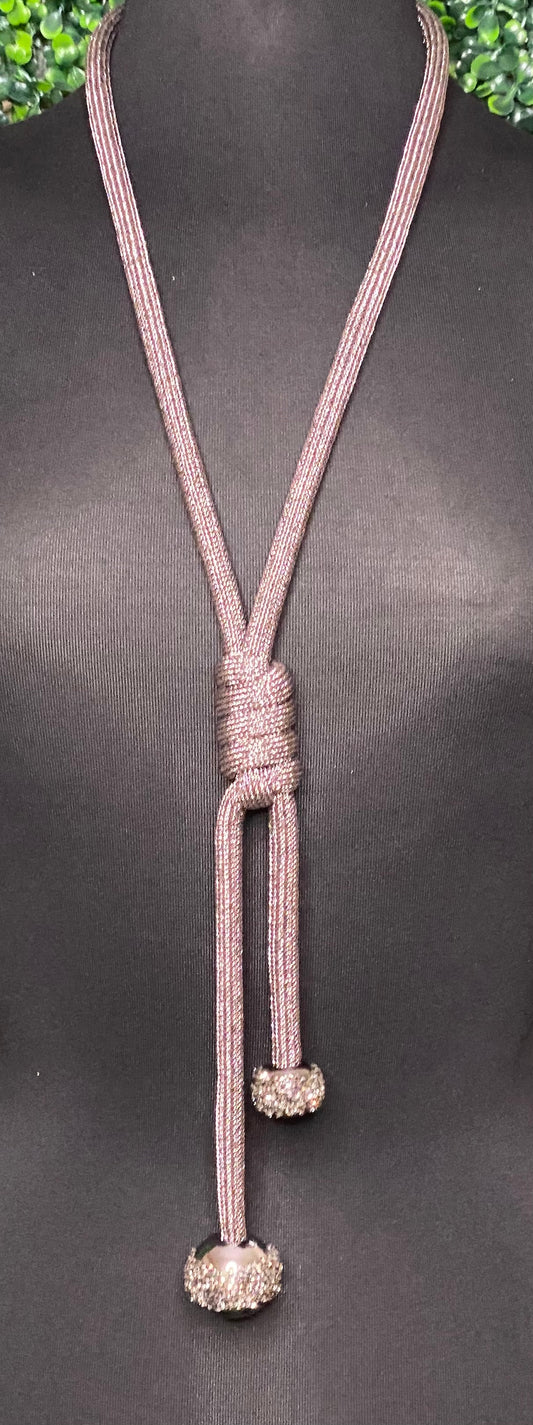 Fabric Knot Lariat Necklace