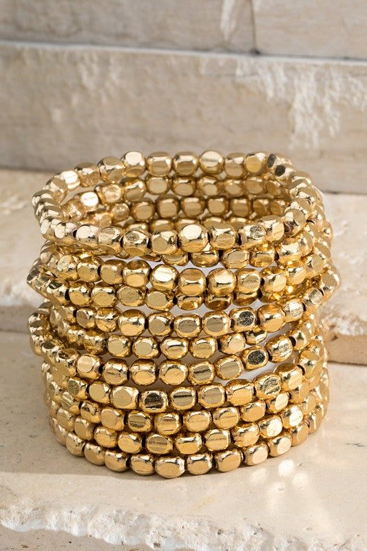 Gold-Tone Metal Bracelet Stack