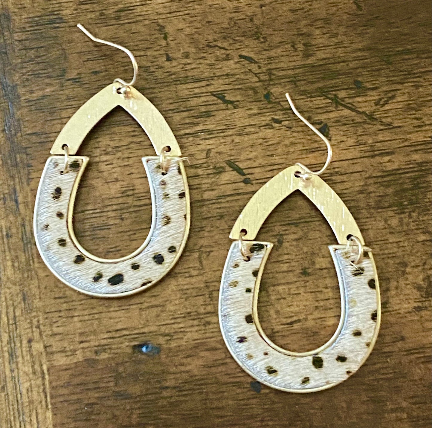 Brushed Gold Animal Print Dangle Earrings