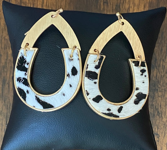 Brushed Gold Animal Print Dangle Earrings