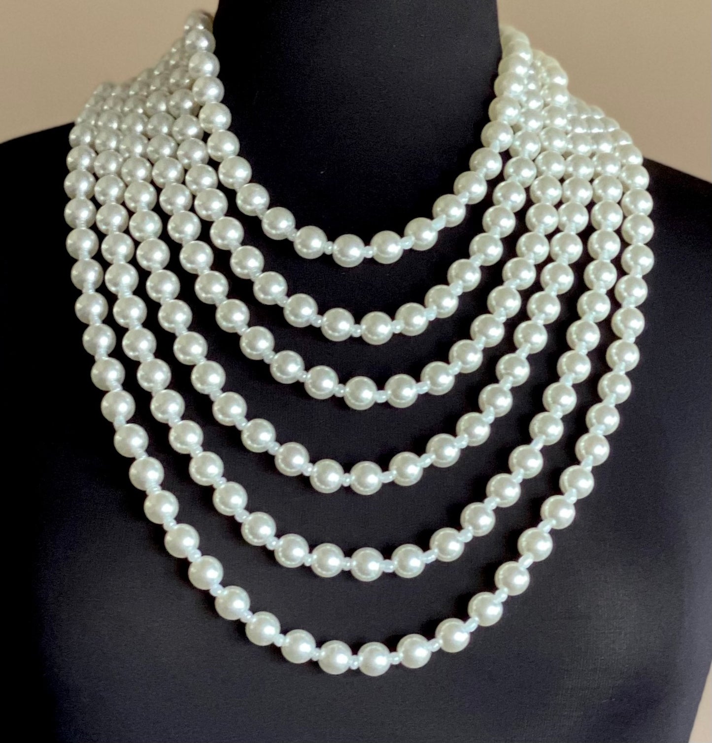 Ladies' Draped Multi-Strand Pearl Necklace