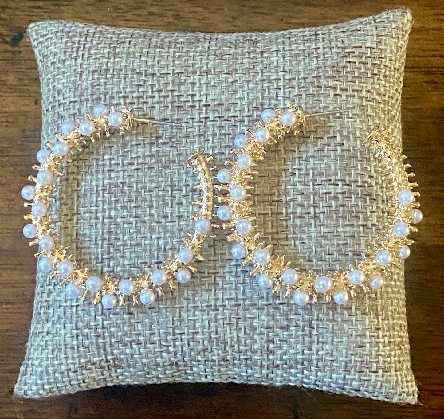 Gold and Pearl Hoop Earrings