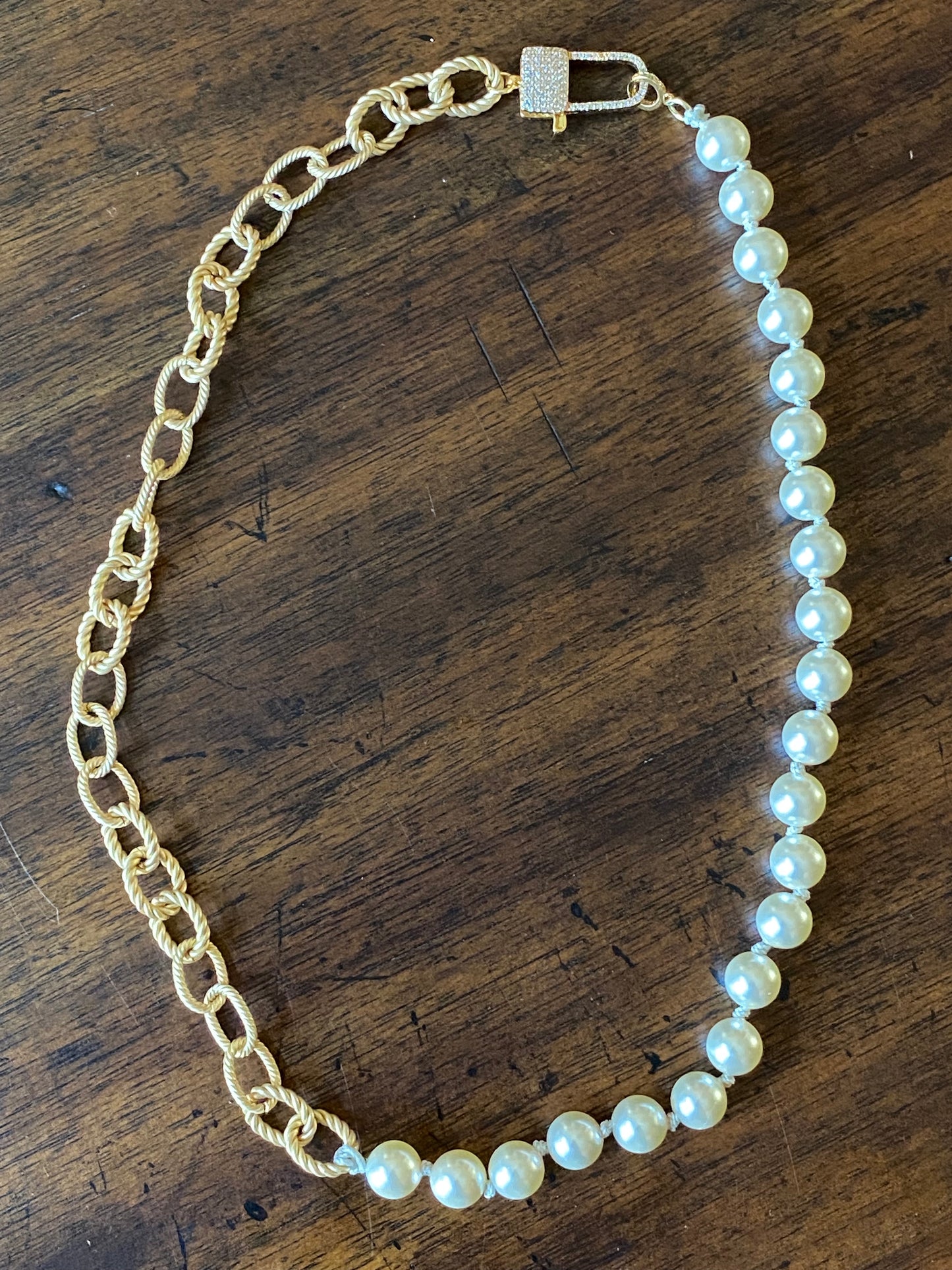 Half Chain/ Half Pearl Necklace