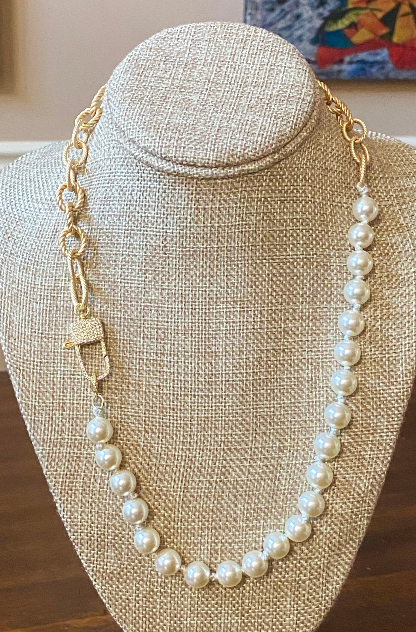 Half Chain/ Half Pearl Necklace