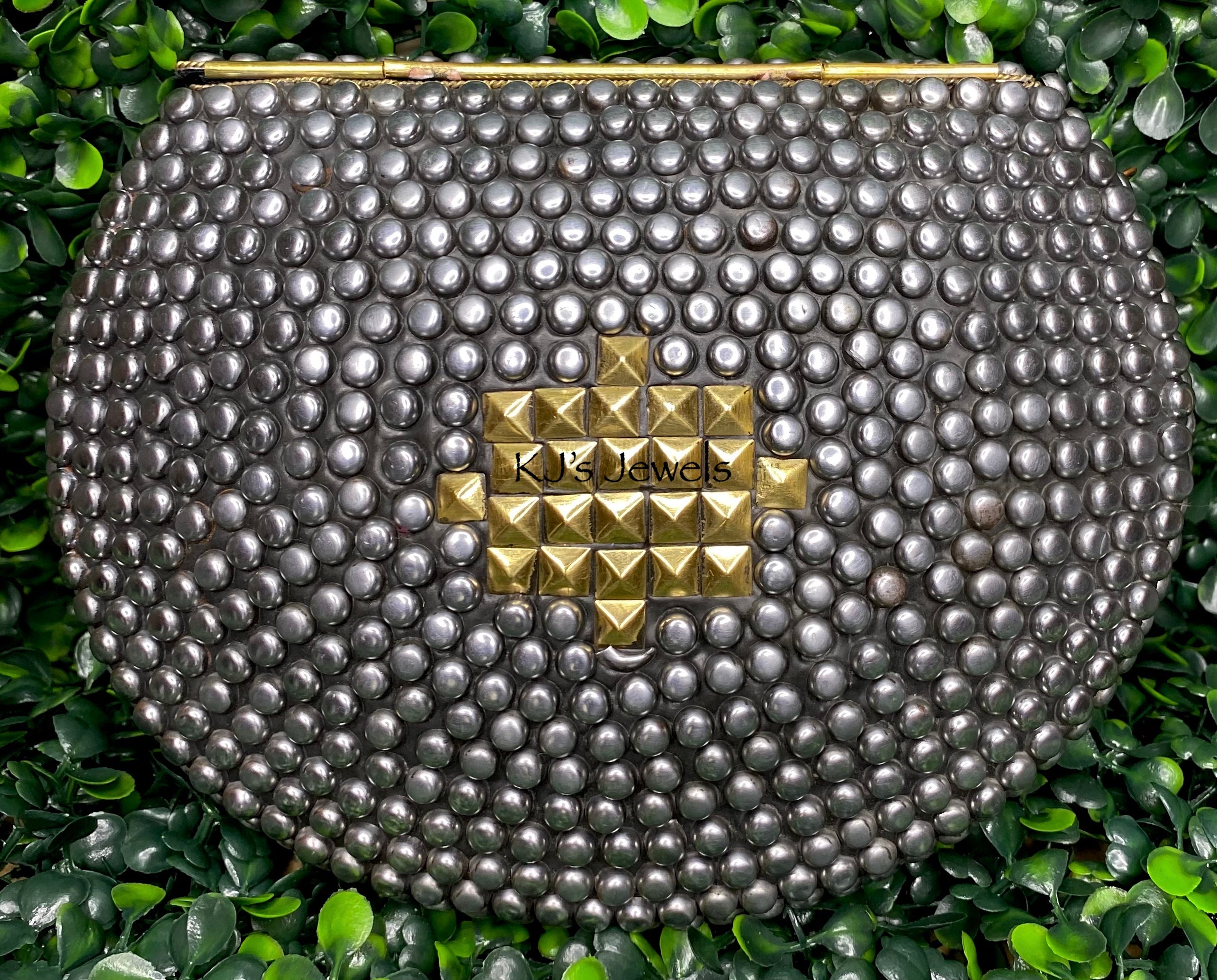 Pewter and Gold Metal Mosaic Studded Bag