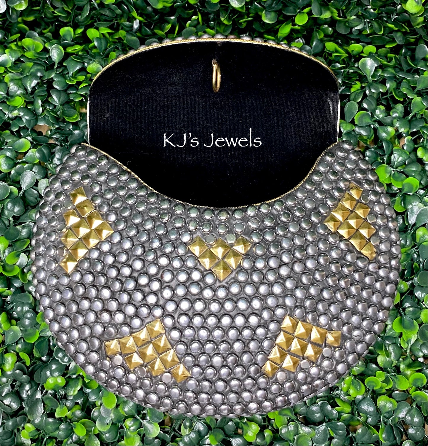 Pewter and Gold Metal Studded Bag