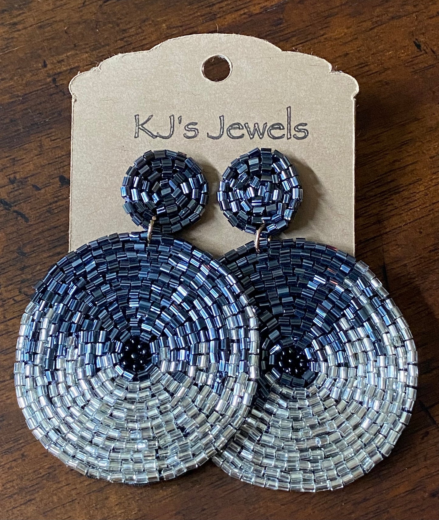 Round Silver and Hematite Beaded Earrings