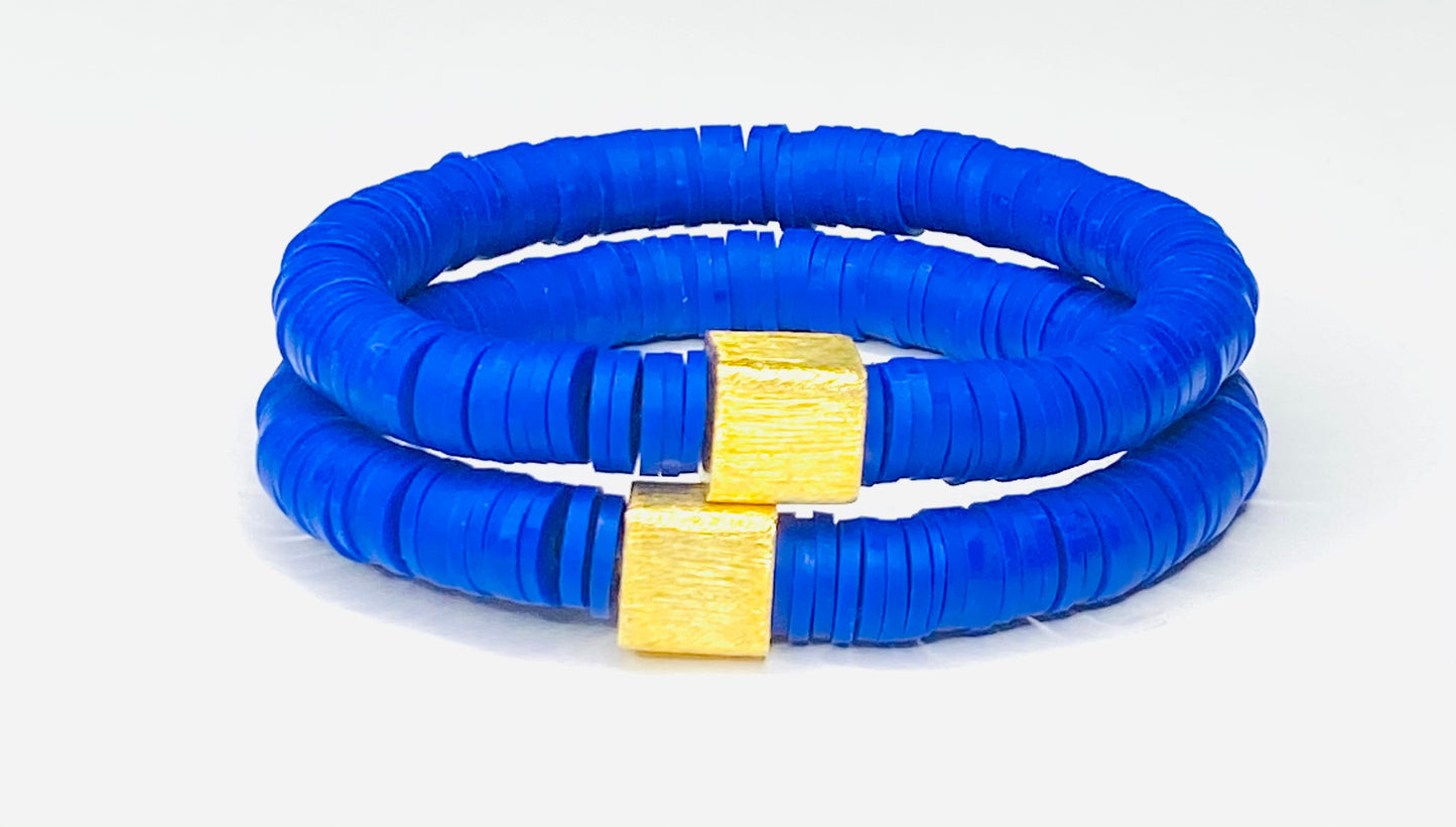 Ladies' Vibrant Heshi/Polymer Clay Bead Stretch Bracelets