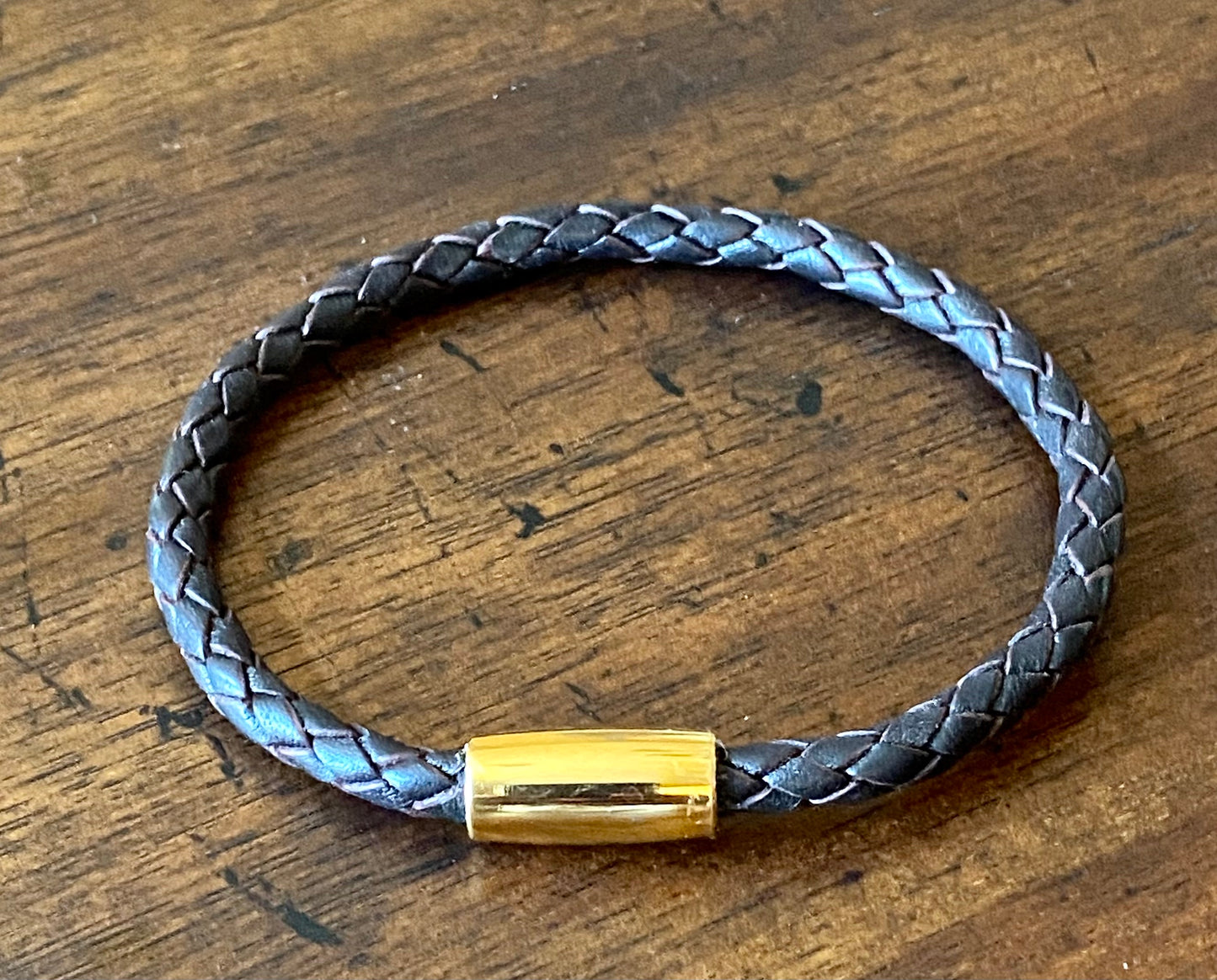 Men's Braided Nappa Leather Bracelet - Brown