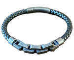 Load image into Gallery viewer, Men&#39;s Nappa Leather Bracelet with Stainless Steel Chain Link Accent
