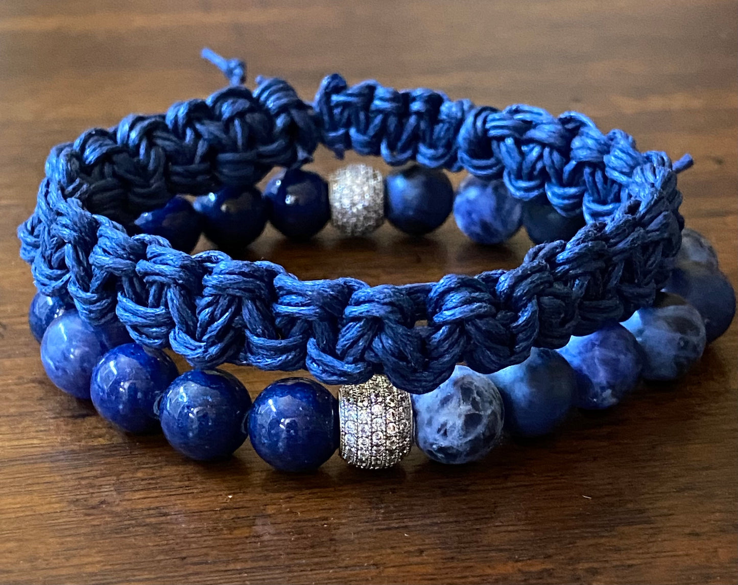 Men's Sodalite and Blue Jade Mixed Bracelet