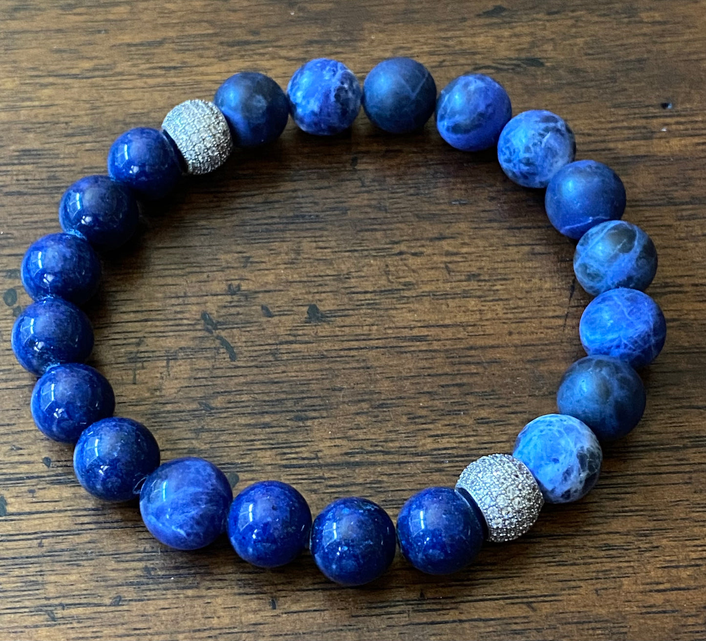 Men's Sodalite and Blue Jade Mixed Bracelet