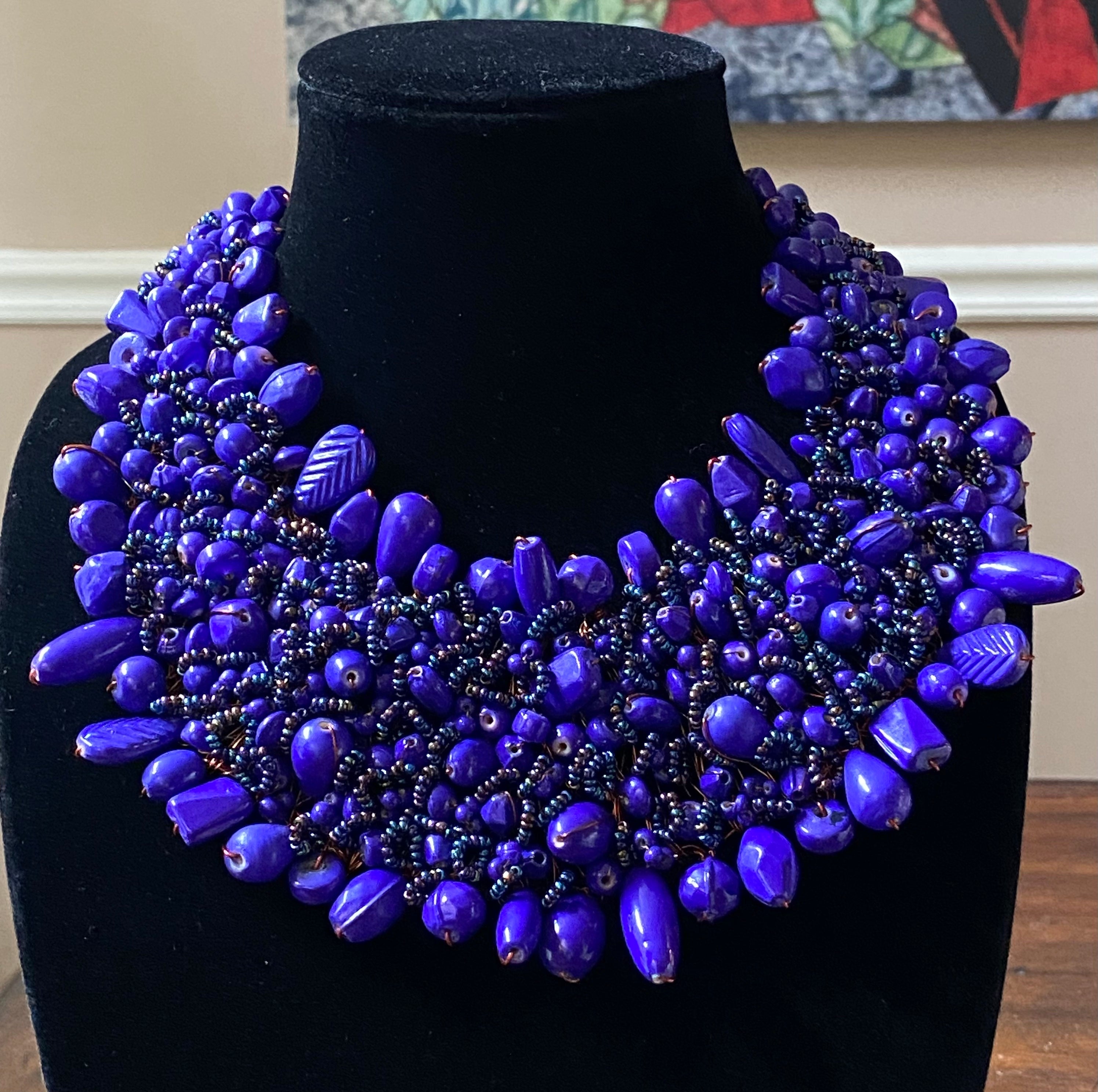 Mixed Bead Statement Bib Necklace