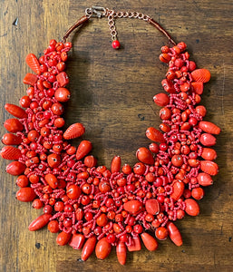 Mixed Bead Statement Bib Necklace