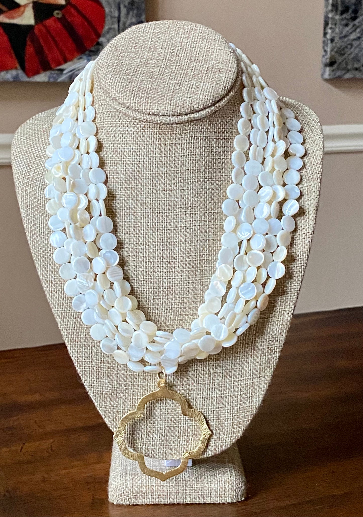 Multi-Strand Mother of Pearl Necklace