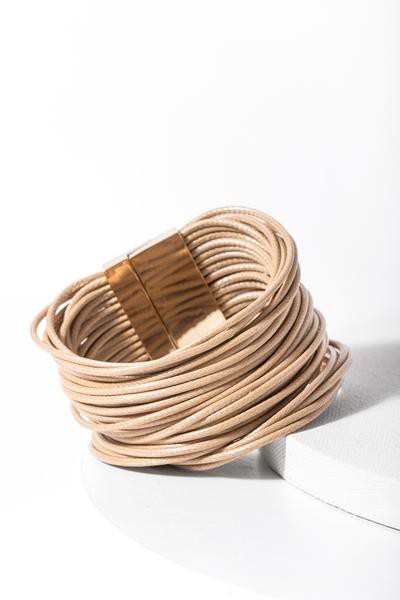 Multi-Strand Thin Leather Cord Bracelet