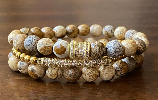 Ladies' Ocean Jasper Bracelet Stack