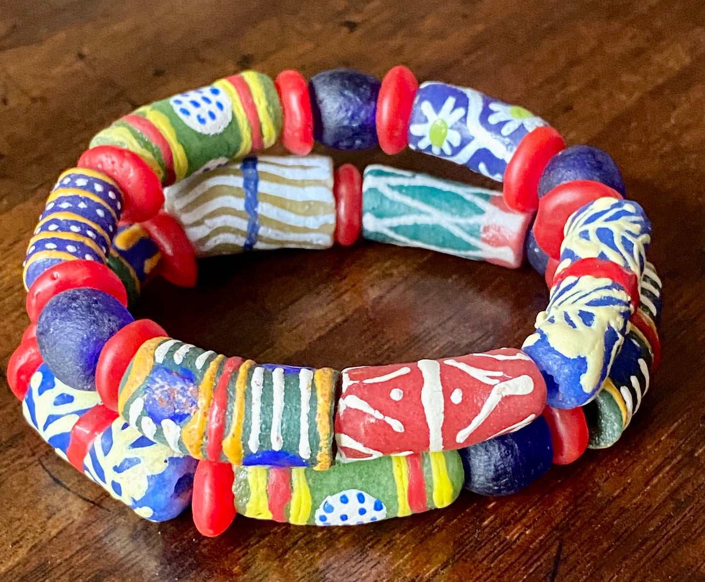 Rainbow Krobo Stretch Bracelet