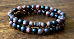 Men's Red Tiger's Eye Bracelet Stack