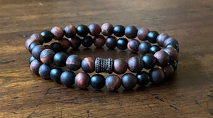 Men's Red Tiger's Eye Bracelet Stack