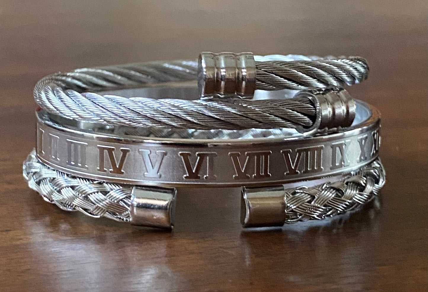 Unisex Roman Numeral Bracelet Stack
