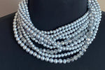 Load image into Gallery viewer, Multi-Strand Collar Necklace w/Crystal and Metallic Matte Beads
