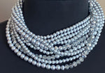 Load image into Gallery viewer, Multi-Strand Collar Necklace w/Crystal and Metallic Matte Beads
