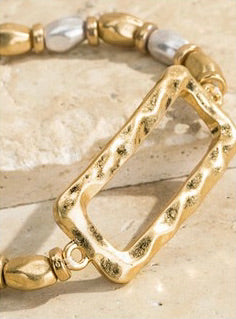Silver/Gold Hammered Rectangle Bracelet