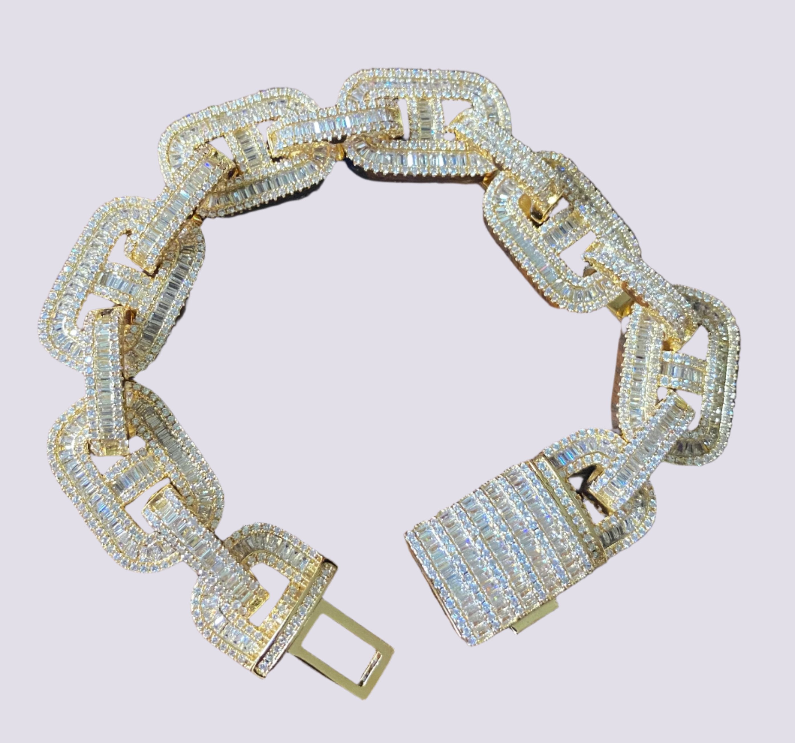 Extra Large CZ Baguette Gucci Link Bracelet-Unisex