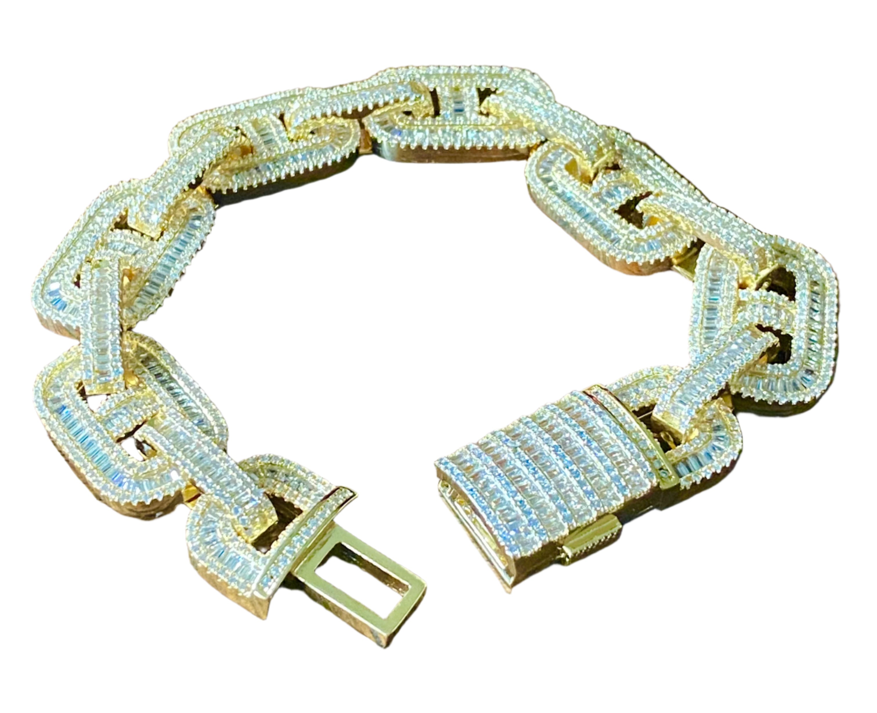 Extra Large CZ Baguette Gucci Link Bracelet-Unisex