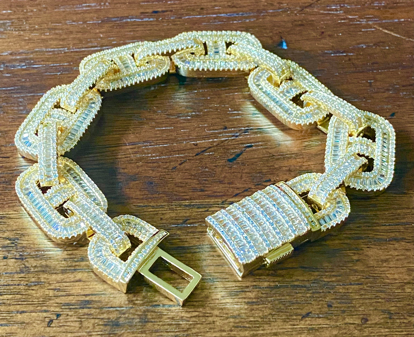 Extra Large CZ Baguette Gucci Link Bracelet