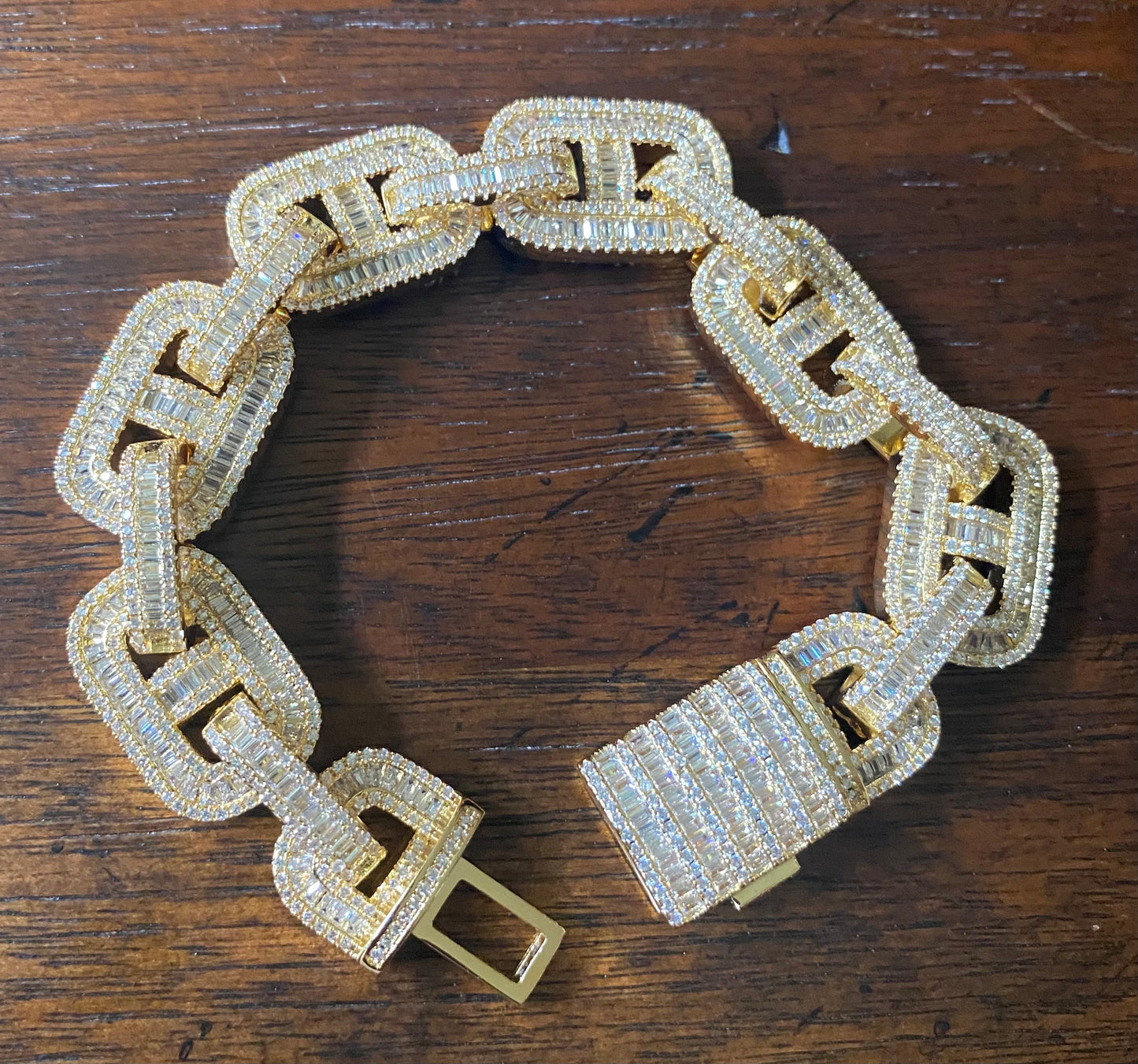 Extra Large CZ Baguette Gucci Link Bracelet