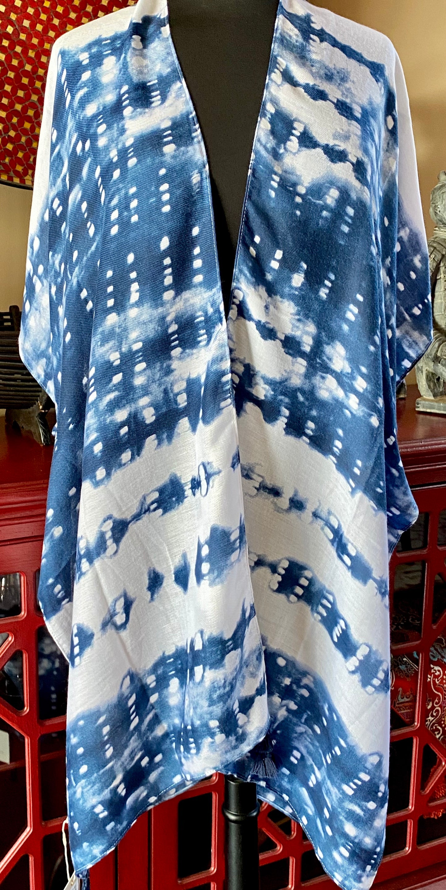 Tie Dye Tassel Kimono/Cover-Up/Poncho