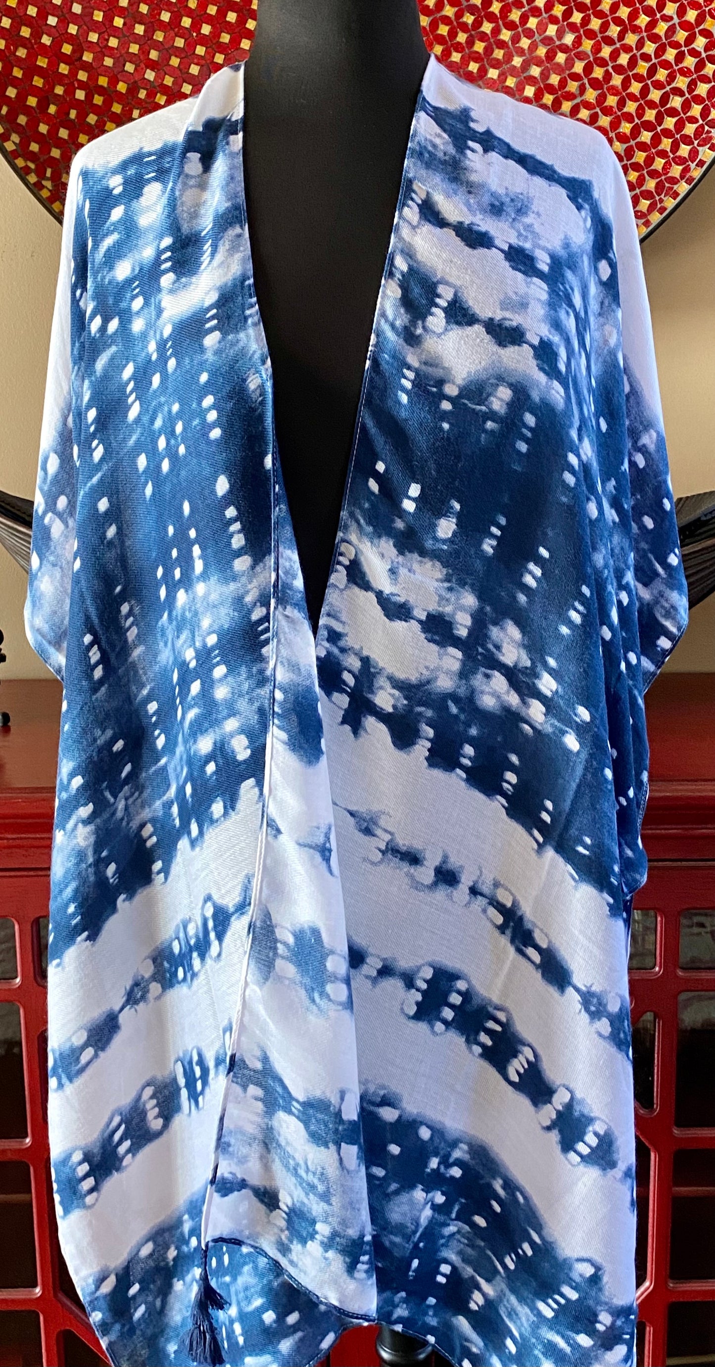 Tie Dye Tassel Kimono/Cover-Up/Poncho