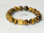 Load image into Gallery viewer, Tiger&#39;s Eye Stretch Bracelet w/ Gold Vermeil Accent Bead
