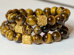 Load image into Gallery viewer, Tiger&#39;s Eye Stretch Bracelet w/ Gold Vermeil Accent Bead
