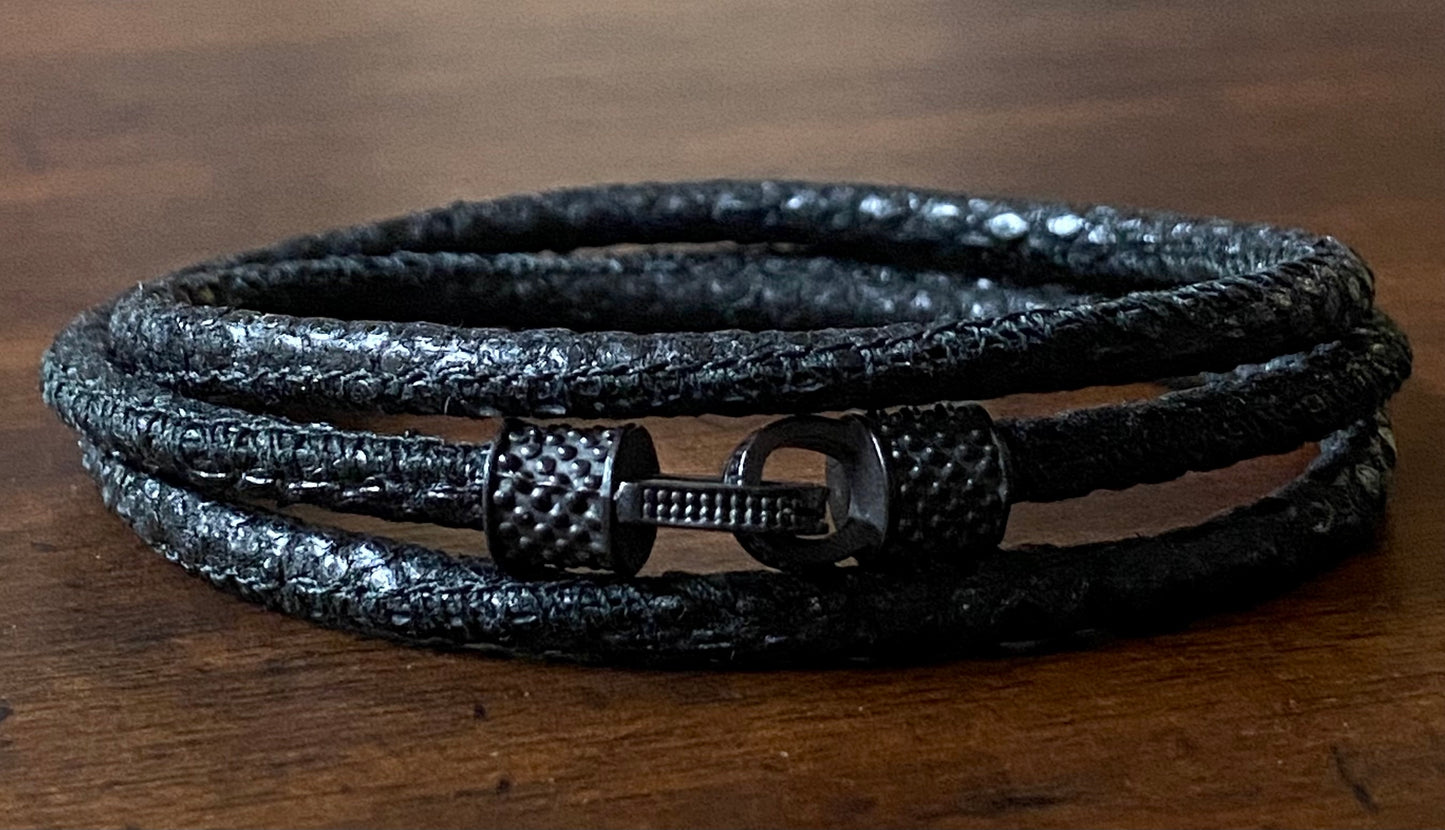 Triple Wrapped Distressed Leather Cord Bracelet