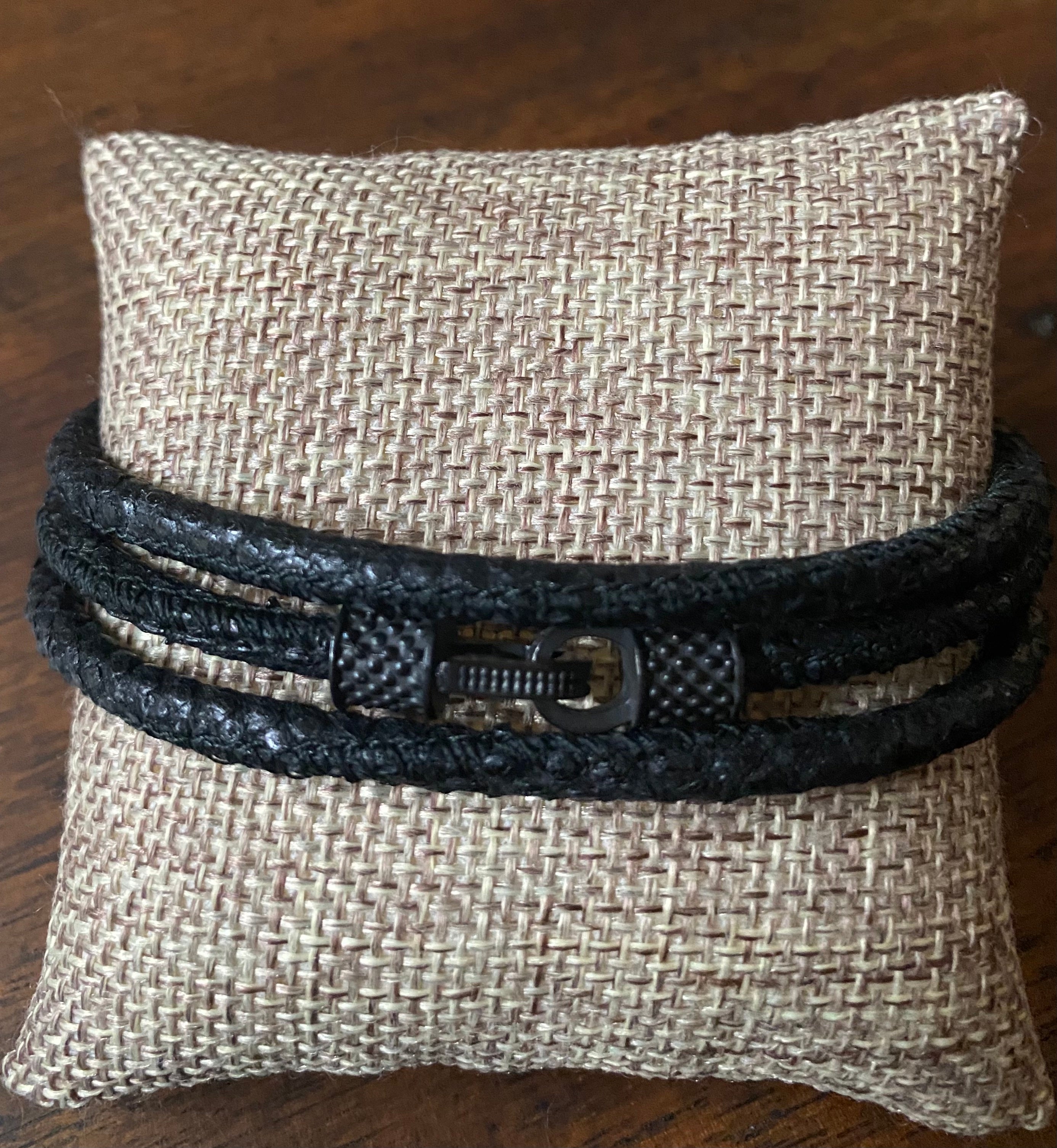 Triple Wrapped Distressed Leather Cord Bracelet