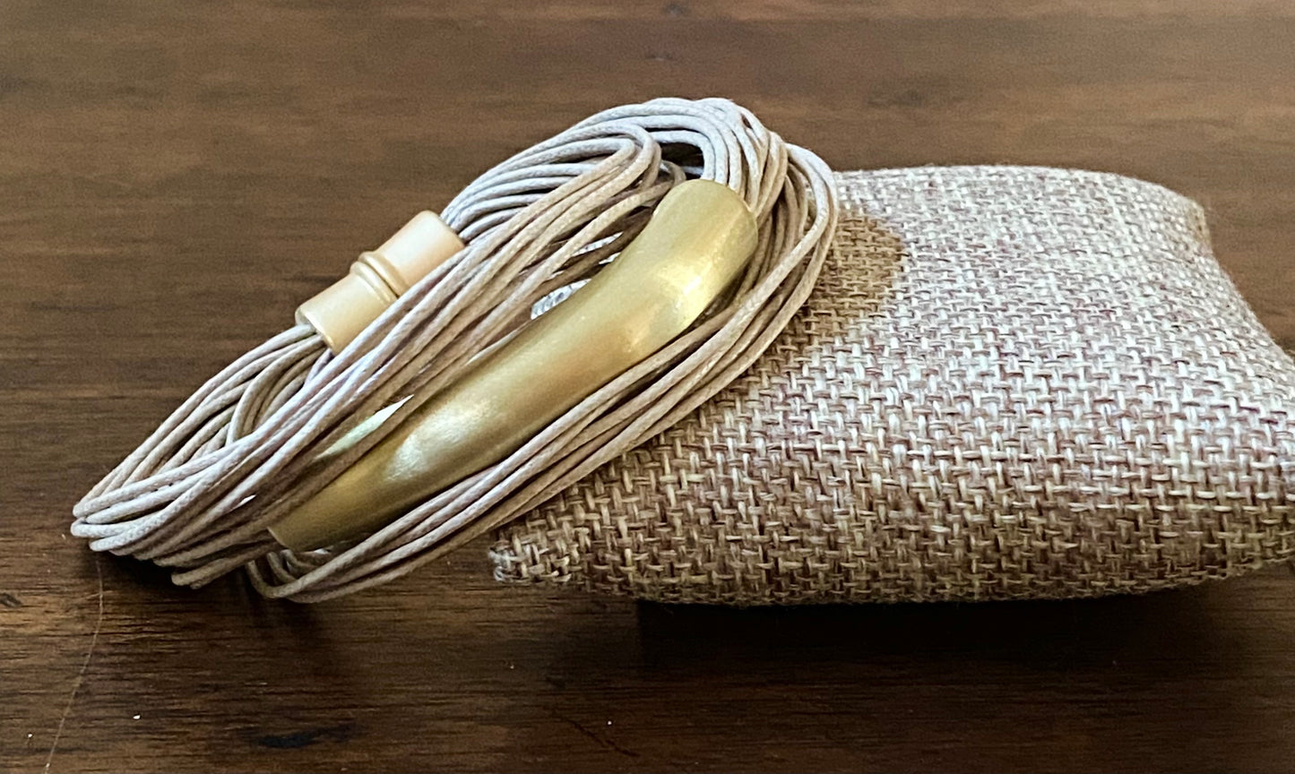 Ladies' Waxed Cord and Matte Gold Bracelet