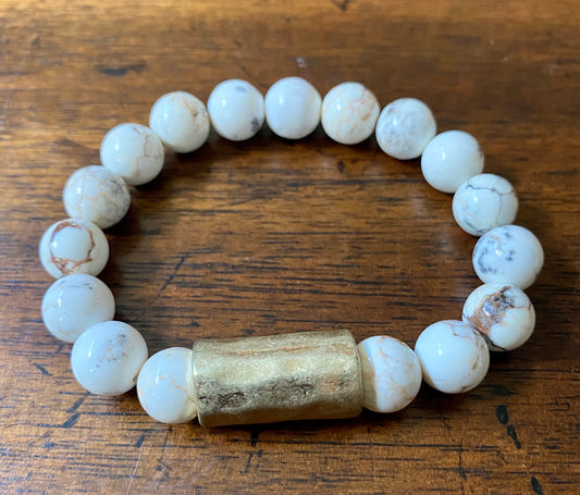 Ladies' White Turquoise Stretch Bracelet